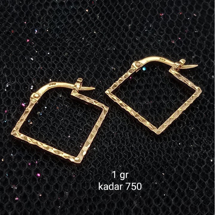 Anting Jipsi emas 17K kadar 750 - model jepsi kotak slep berat 1 gram - AJS100000010