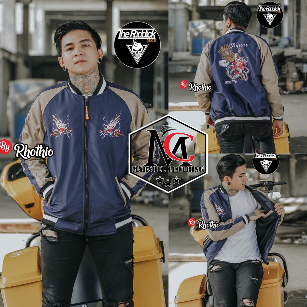 RCL - JAKET SUKAJAN TASLAN BORDIR DRAGON JEPANG PREMIUM JAKET SUKAJAN 2021 TERBARU JAKET BOMBER PRIA KEREN