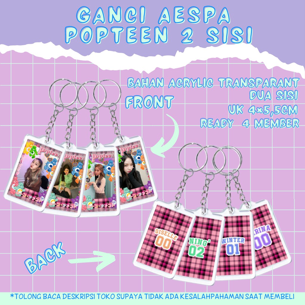 Clear Keyring/Keychain/Ganci Aespa 2 SISI Popteen 2 SISI Murah [Ready]