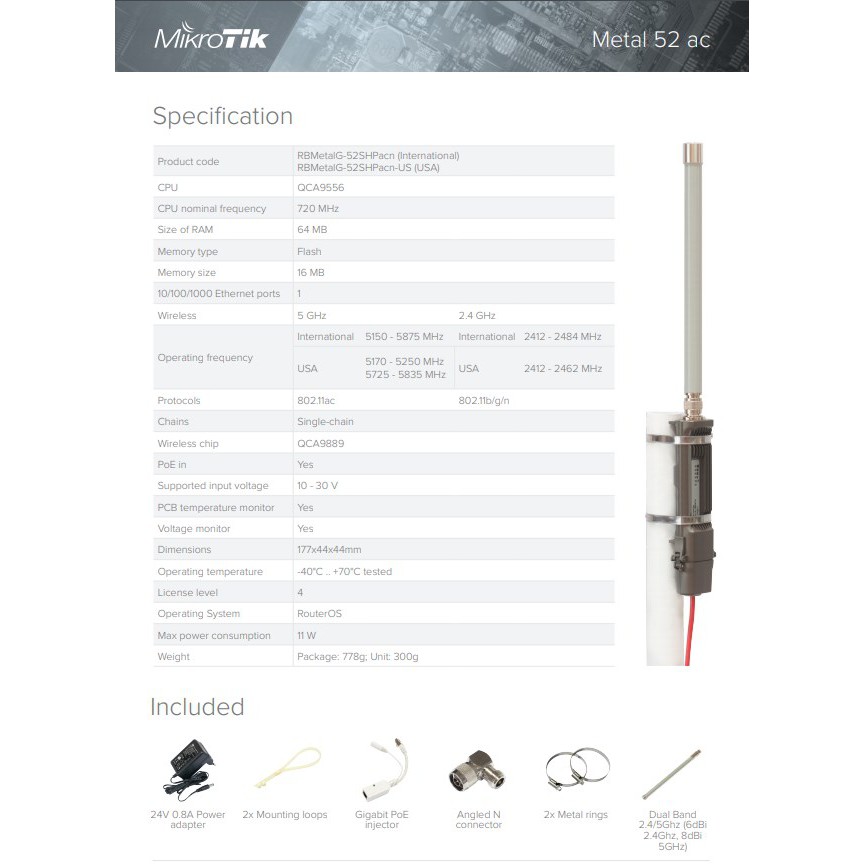 MiktoTik Metal G 52SHPacn RBMetalG-52SHPacn