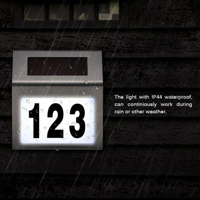 Lampu Nomor Rumah Solar Cell LED Nomer Pagar Tenaga Surya Otomatis