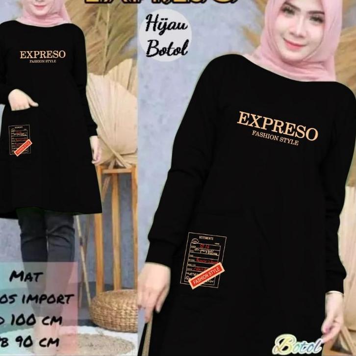 TUNIK WANITA TERBARU 2021 KEKINIAN / TUNIK KAOS PANJANG/TUNIK WANITA DEWASA ATASAN MOTIF EXPRESO/TER