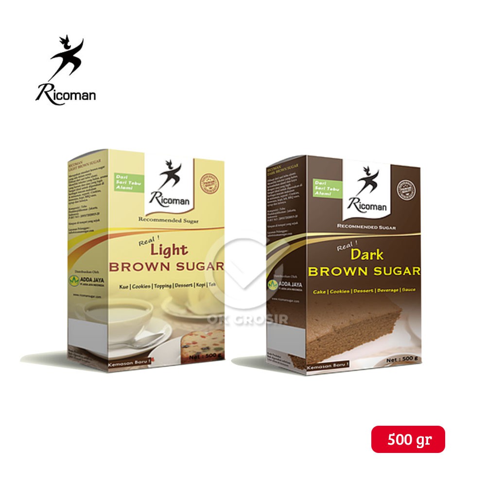 

Ricoman Brown Sugar Bubuk 500 gr (Light / Dark)