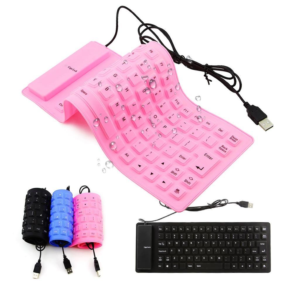 Trend-Keyboard Elastis USB 2.0 Keyboard Flexible Kabel Silicon Keyboard Lipat Waterproof Anti air Flexibel