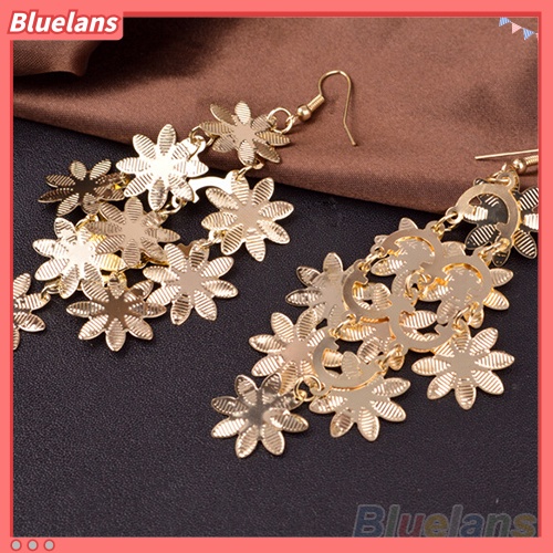 Bluelans Anting Kait Gantung Desain Snowflakes Multilayer Bahan Alloy Gaya Vintage Untuk Wanita