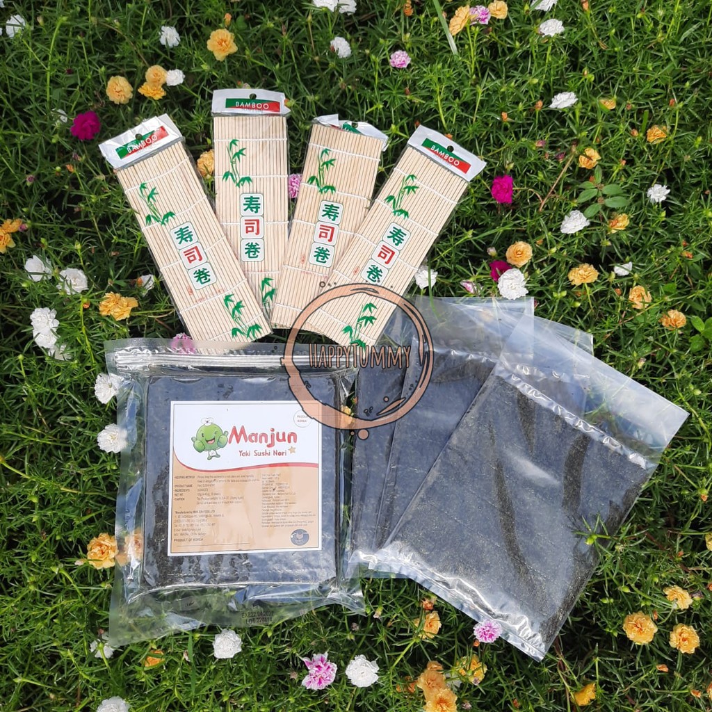 

Ay00! Manjun NHALAL PAKET 10 Lembar + sushimat Seaweed Rumput Laut Sushi Gimbap Korean Yaki