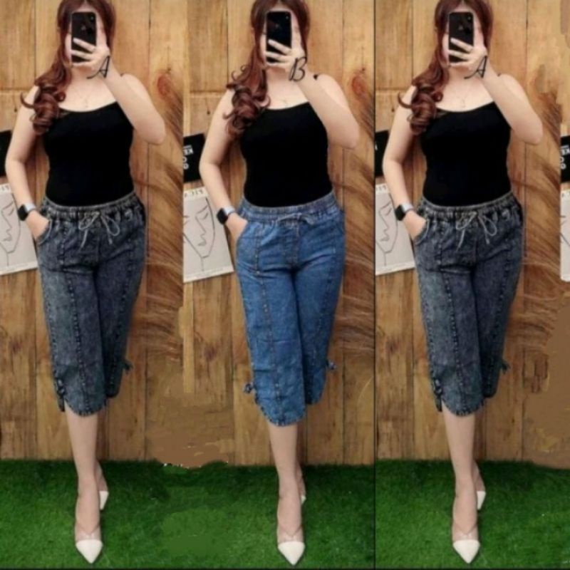 Mahkota Gemini Pants #2 Celana Baggy Boyfriend Pendek 7/8 Jeans Jean Jins Denim Wanita kirana fashion