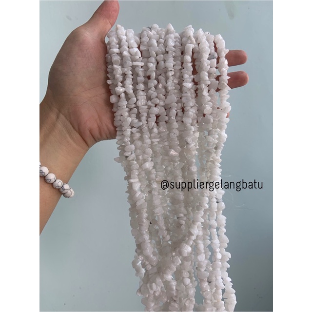 kerikil Batu alam white agate putih 1cm bahan aksesoris craft agatis