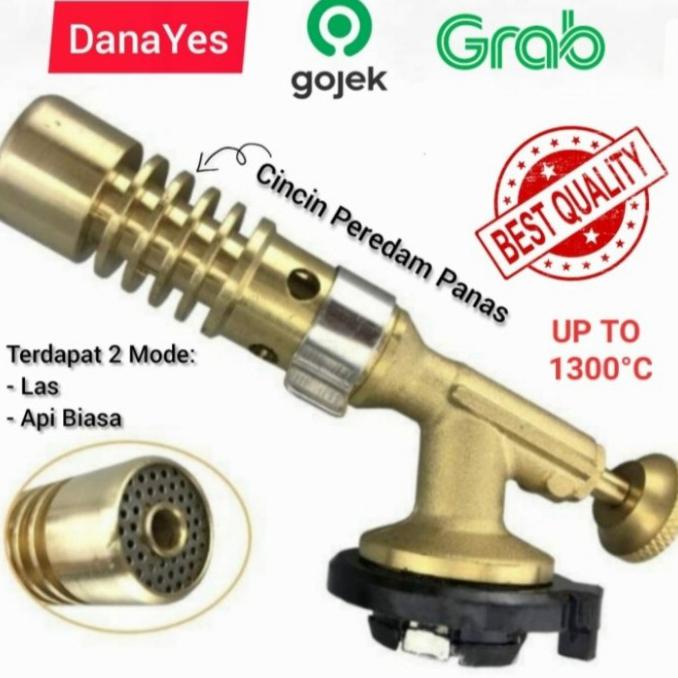 Jual Produk Unggulan] Portable Gas Torch Kepala Las Kuningan Flame Gun Bbq Blow Torch Rica