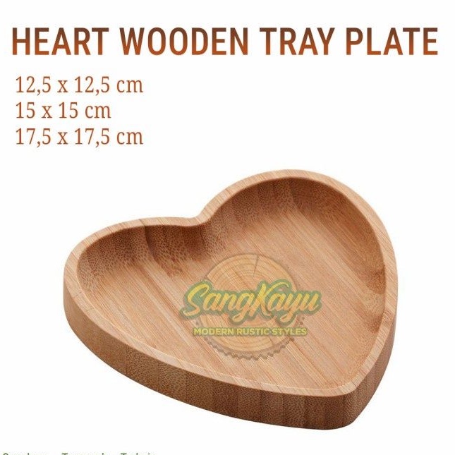 Wooden serving tray heart Wooden coaster tatakan piring kayu nampan