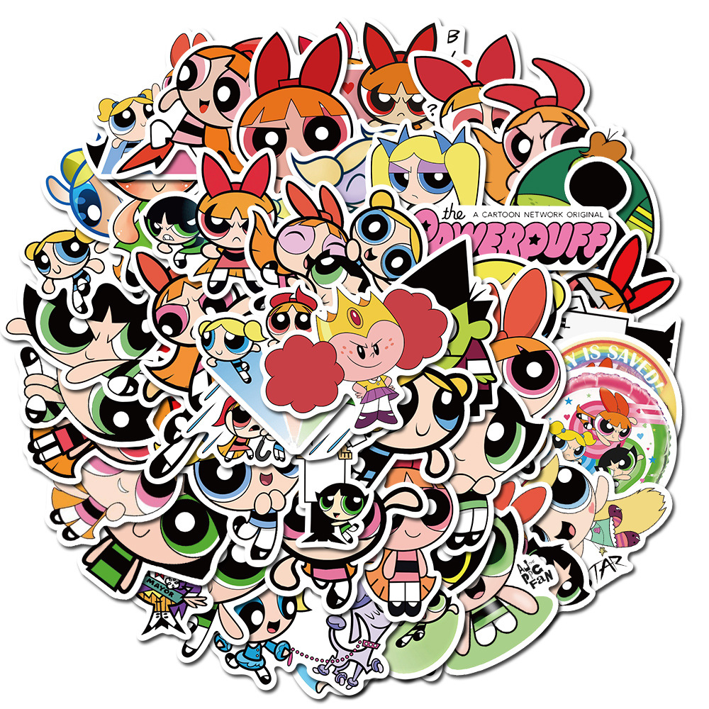 74 Powerpuff Girls Graffiti Stickers Luggage Laptop Skateboard Guitar Decoration Stickers