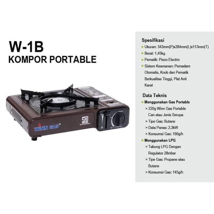 Kompor Gas 1 Tungku WINN Gas 1B Portable 2in1