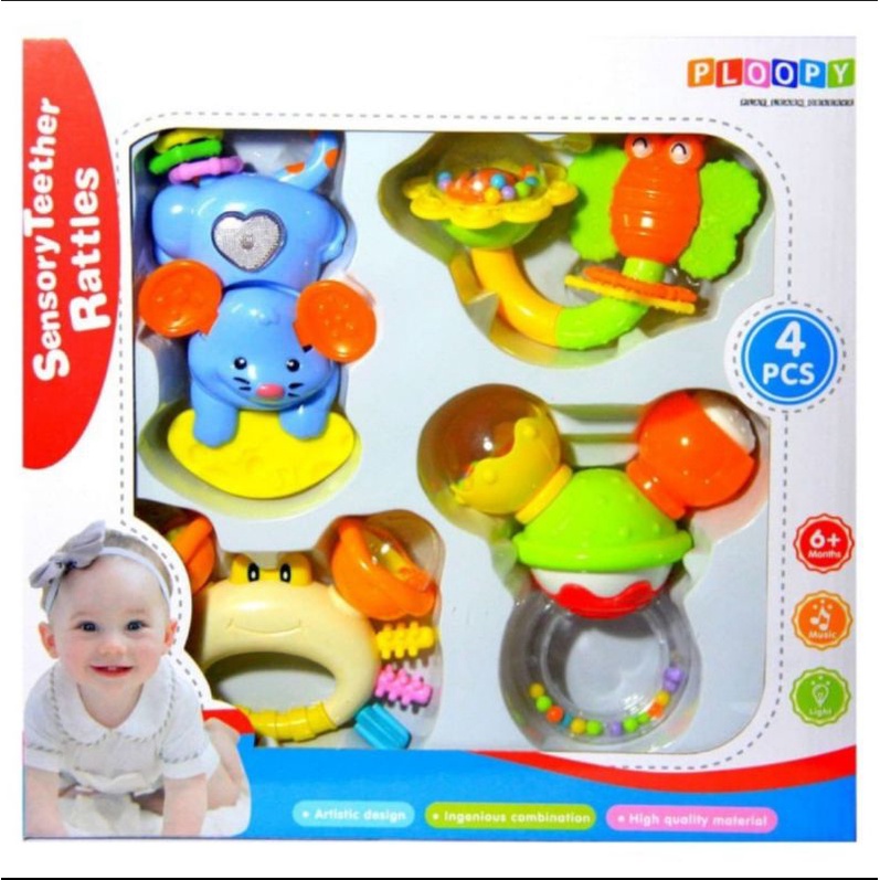 Ploopy Sensory Teether Ratlles 4pcs