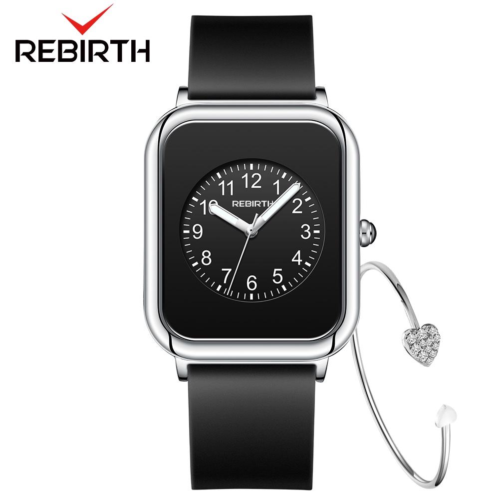 REBIRTH Jam Tangan Wanita Santai Mode Korean Style Tahan Air Kuarsa Jam Tangan Cewek-Black