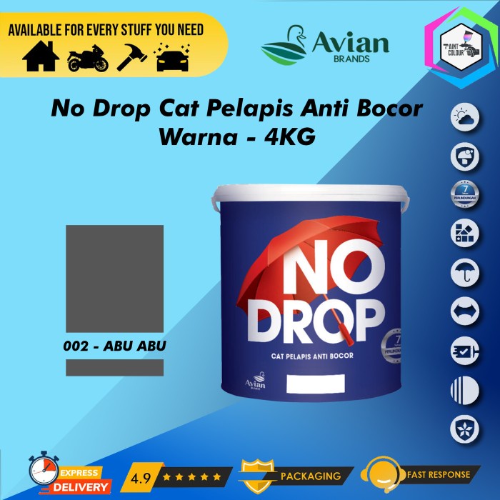 NO DROP 4KG/Galon Cat Pelapis Anti Bocor - 002 Abu Abu