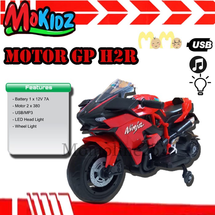 Mainan Anak Motor Aki Tipe Motor Ninja GP H2R