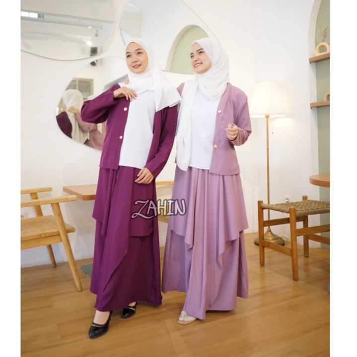 SERENA KNIT ORI ZAHIN DAN ALINDA ONE SET ROK ATASAN ORIGINAL BUSANA MUSLIM TERBARU OOTD FASHION MUSLIMAH