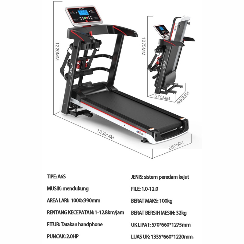 Treadmill listrik rumah lipat peralatan kebugaran dalam ruangan multi-fungsional mewah treadmill latihan diam