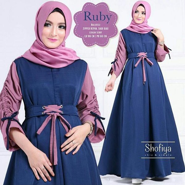 Baju Original ZH RUBBY Maxi Dress Muslim Modern Panjang Hijab Fashion Perempuan Casual Gamis Trend