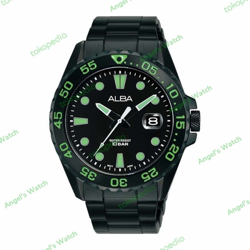 Jam Tangan Alba AS9N25X1 AS9N25 green original