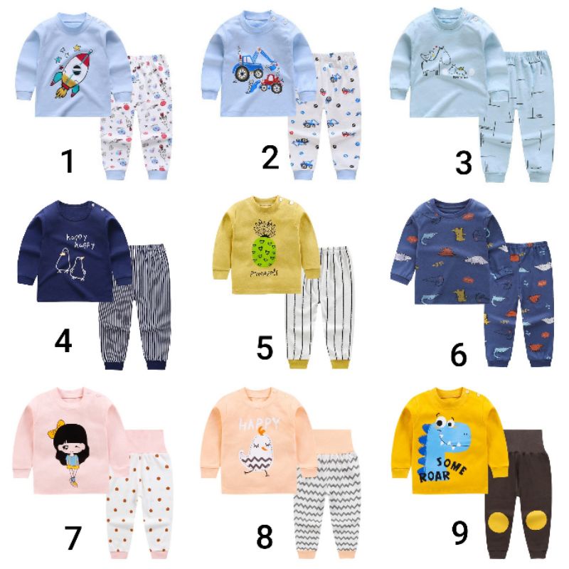 Setelan Bayi 0 1 2 3 Tahun Pakaian Lengan Panjang Bayi Set Baju Cewek Perempuan Laki Piyama New Born Shopee Indonesia