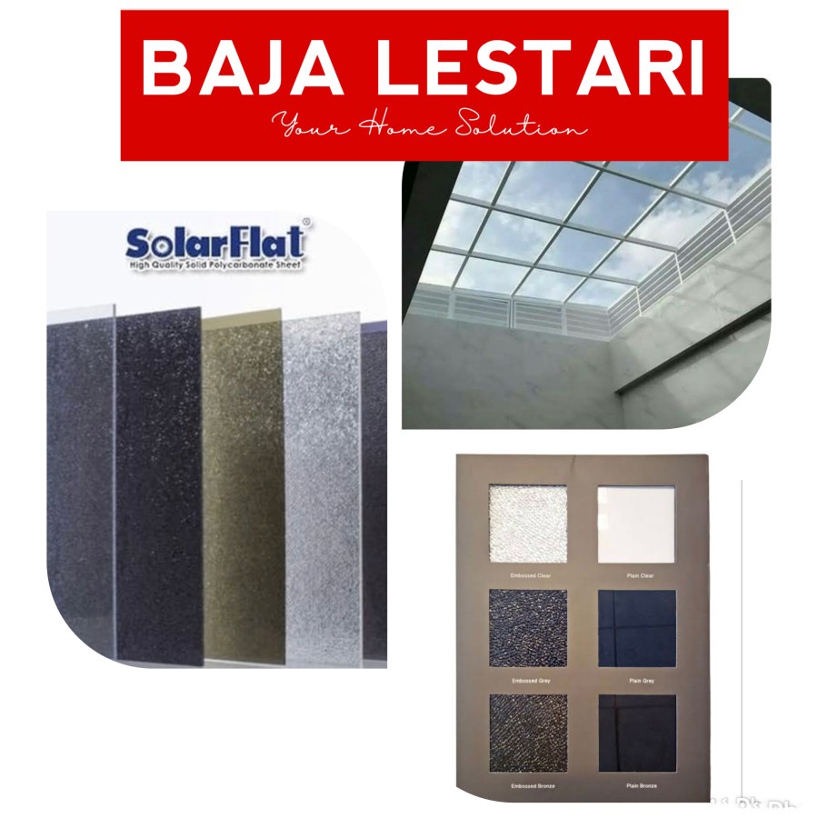 Solarflat 3mm - Solartuff Rata - Solartuff Flat - Atap Bening - Spandek Bening - Atap Transparan - Atap Kanopi Kaca - Spandek Transparan