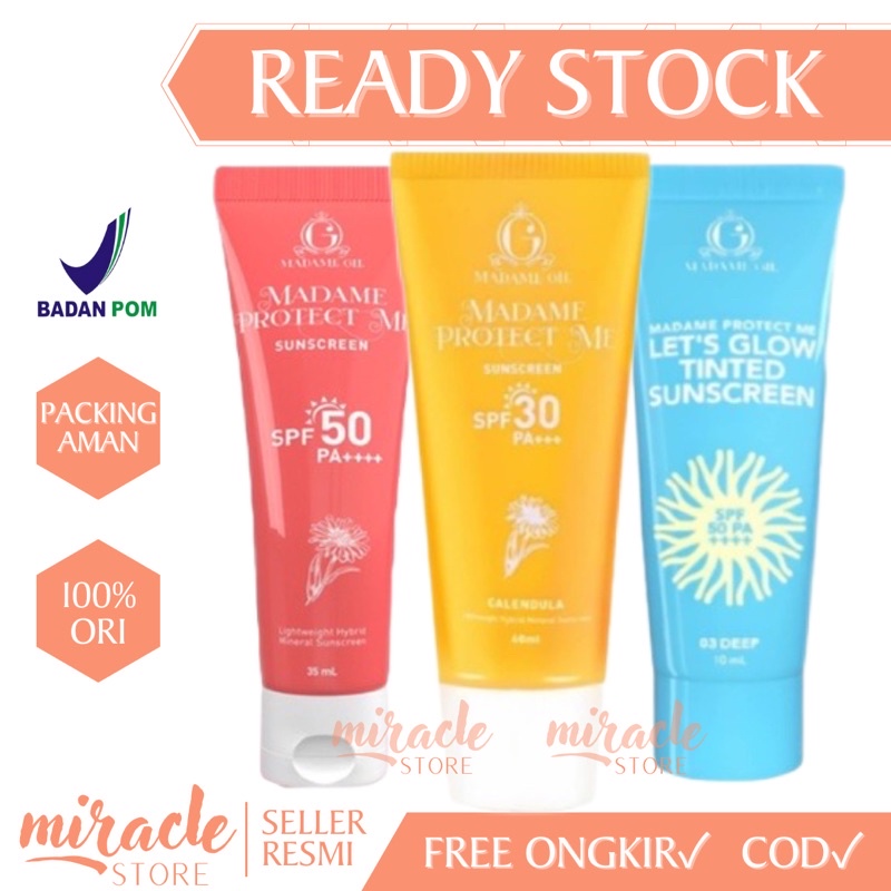 READY! MADAME GIE SUNSCREEN MADAME PROTECT ME SPF 50 / 30 PA++ LETS GLOW TINTED SUNSCREEN WITH CALENDULA