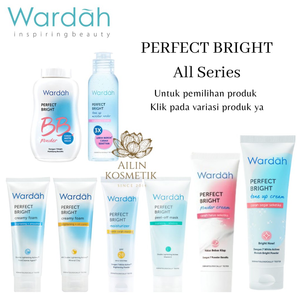 WARDAH Perfect Bright Series | Creamy Foam Moisturizer Tone Up Peel Off Powder Micellar BB Powder