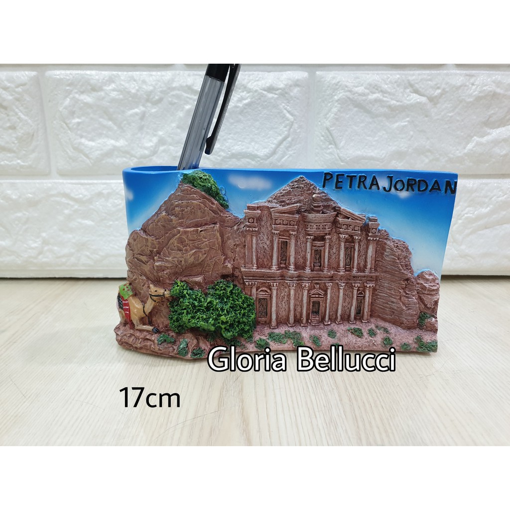 

pajangan miniatur petra jordan tempat pulpen pen pensil yordania
