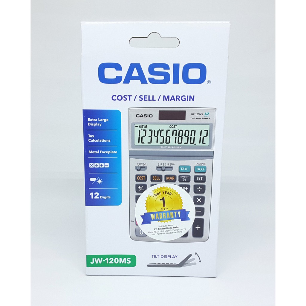 Casio JW 120MS - Calculator Desktop Kalkulator Meja Kantor Office JW-120MS