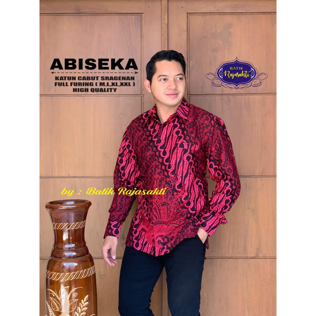 ABISEKA Kemeja Batik Pria Lengan Panjang Katun Halus FULL FURING Rajasakti