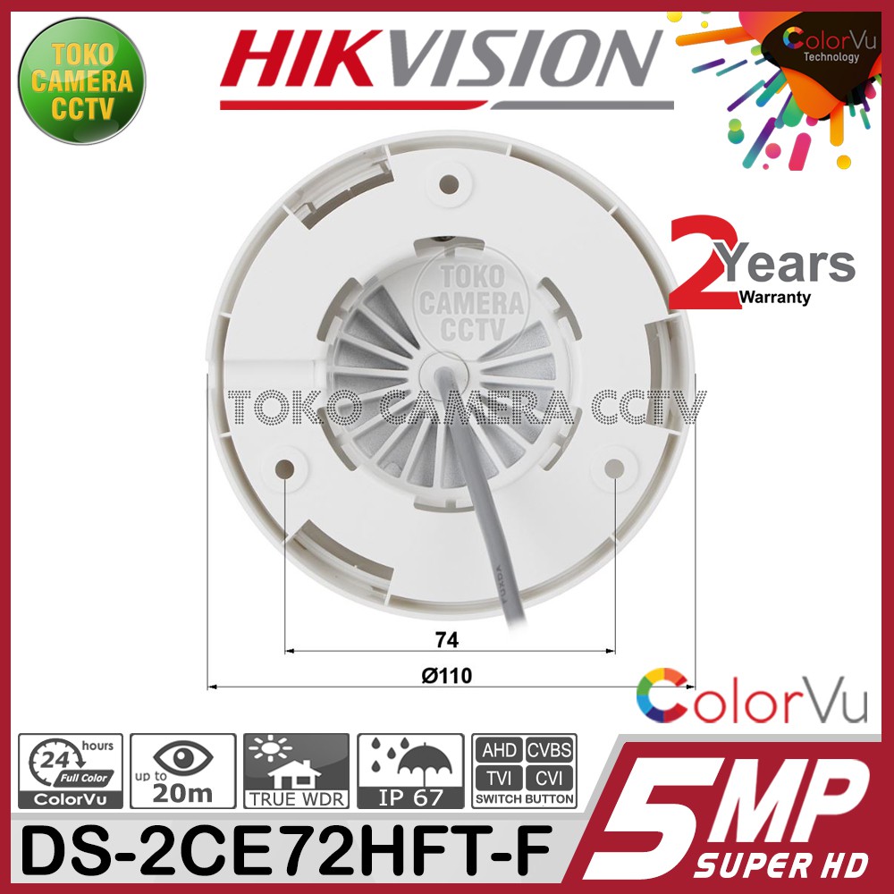 KAMERA CCTV INDOOR 5MP COLORVU HIKVISION   DS-2CE72HFT-F