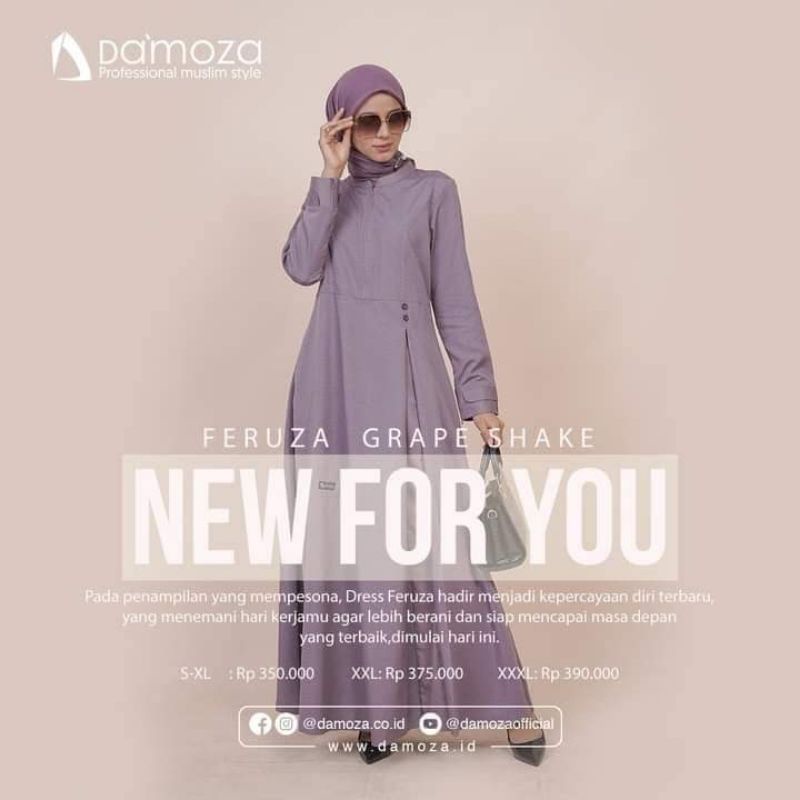 Gamis Katun Original DAMOZA FERUZA II Grape Shake - Original