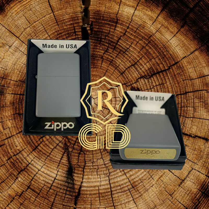 Korek zippo abu abu polos