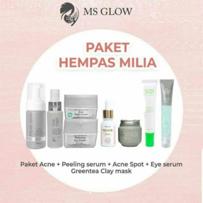 MS GLOW Paket Wajah Hempas Milia //Paket Menghilangkan Milia pada wajah ORIGINAL