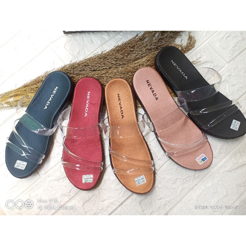 SANDAL  SLOP JELLY NEVADA/ SANDAL JELLY TRANSPARAN/SANDAL ANDIEN- Sandal jelly