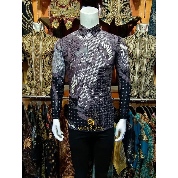 Baju batik slimfit kemeja pria lengan panjang