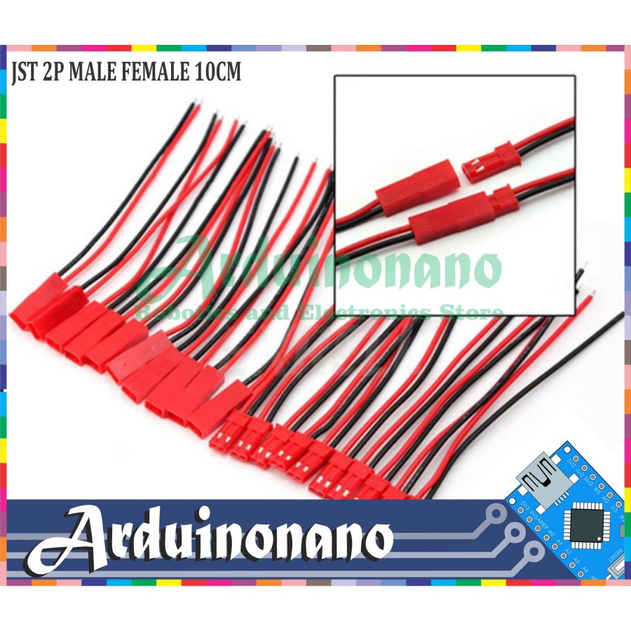 JST 2P JST CONNECTOR 2 PIN MALE FEMALE PAIR 10CM CABLE LIPO BATTERY