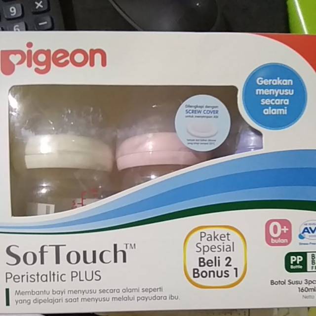 Pigeon 3pc botol softouch peristaltic PLUS bottle set 3 pc 160 240 ml