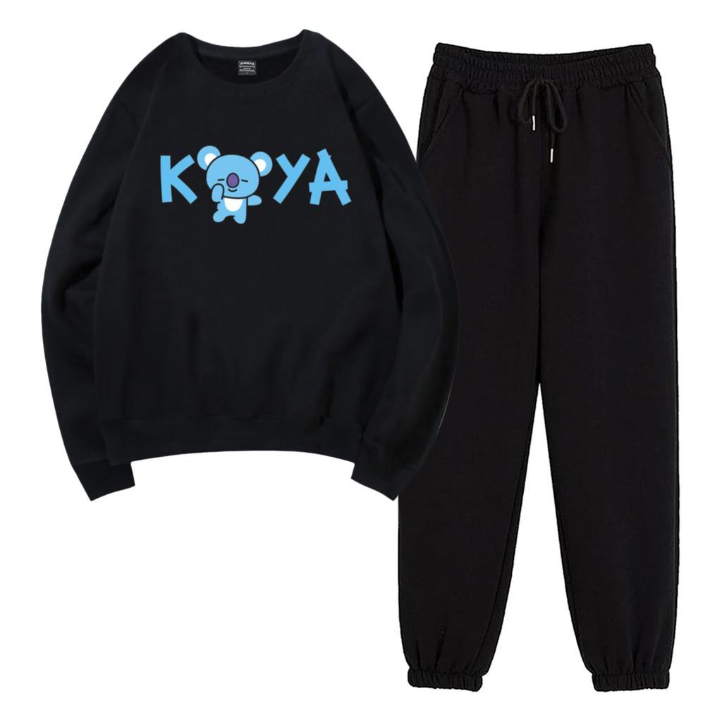 BESS - Baju Setelan Wanita Murah / Setelan Sweater + Jogger Hitam - TOYA FONT