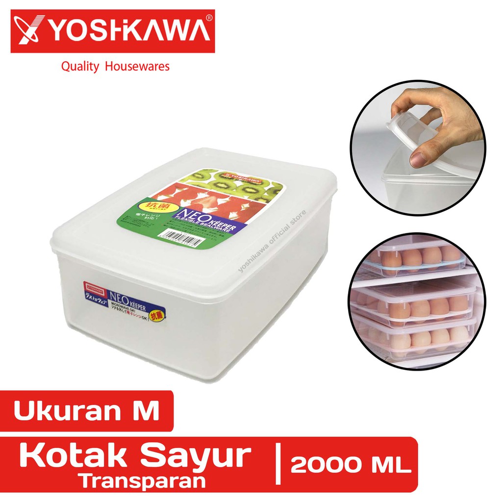 

YOSHIKAWA Kotak Transparan Plastik 2000 ML Kotak Sayur Serbaguna Penyimpanan Organizer EVL-K-0127-M