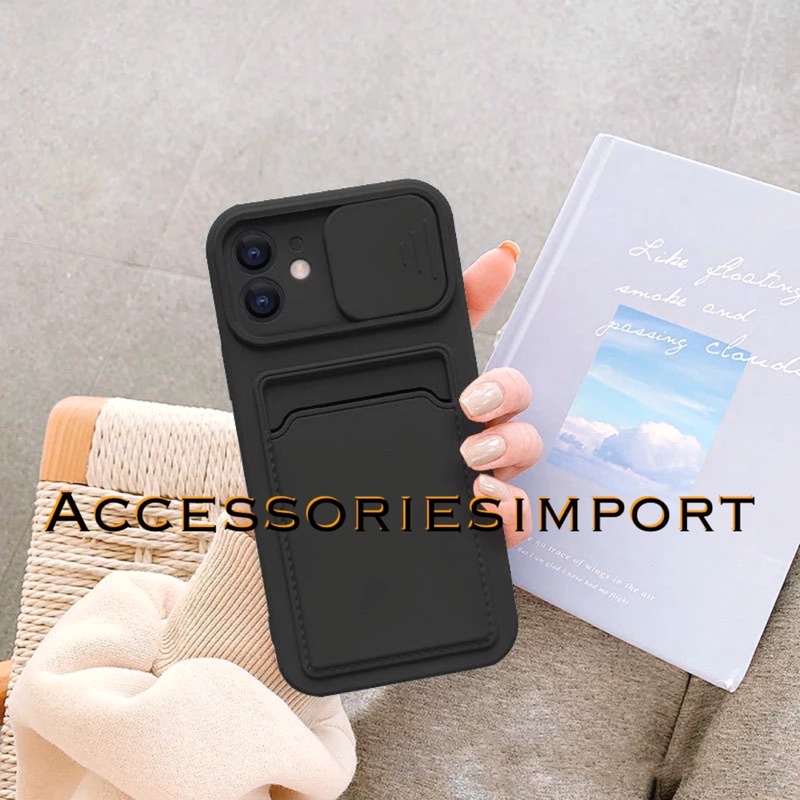 CASING OPPO A96/ A76/ A12/ A11K/ A5 2020/ A9 2020/ A7/ A5S/ A3S/ A1K/ A37/ A37F/ F9/ SOFT CASE MACARON SLIDE CAMERA + SLOT CARD HOLDER