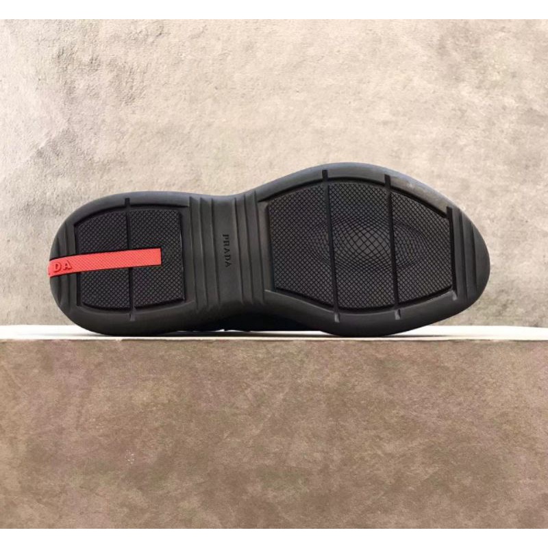 sepatu pria pr4da sneaker boots mirror quality shoes men cowok kulit asli leather tanpa tali