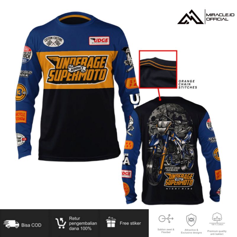 KAOS DISTRO PRIA ORIGINAL UNDERAGE KAOS MOTOR CUSTOM KEREN MURAH BAJU LENGAN PANJANG BRANDED PREMIUM