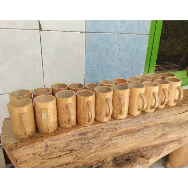 Gelas cangkir  bambu  natural Shopee Indonesia