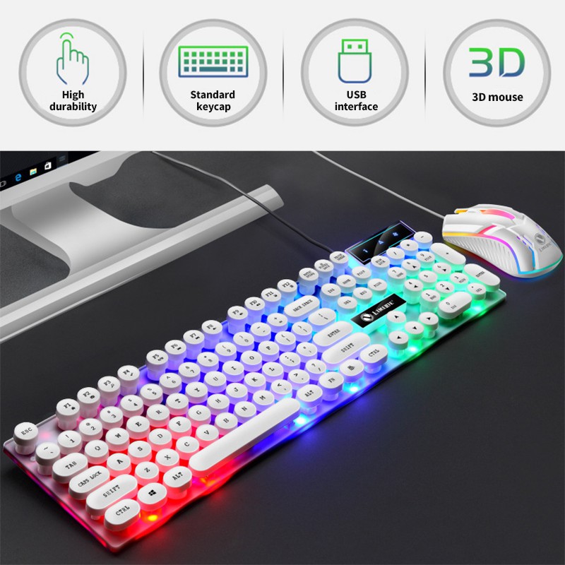 Keyboard Mechanical Komputer Set Gaming Mouse dan Keyboard Computer USB Cable RGB GTX300 G21