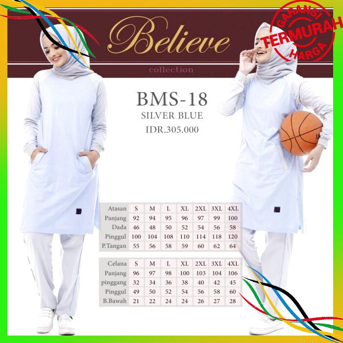 OLAHRAGA BAJU OLAHRAGA MUSLIM MUSLIMAH BELIEVE BMS 18 SIZE S M L XL BAYAR COD