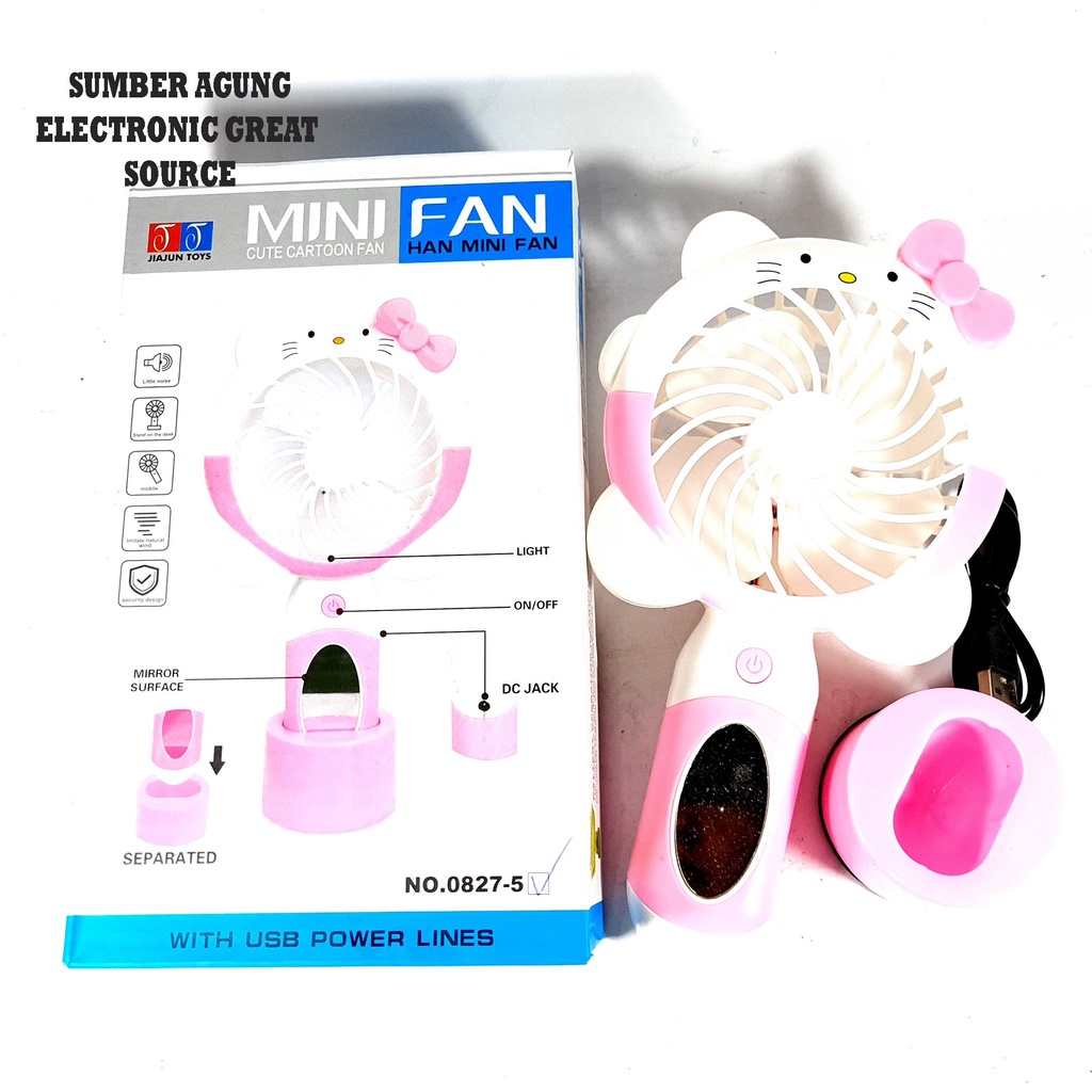 Mini Fan Kipas Portable Genggam Dengan Cermin Kaca 08275 Jaijun Toys