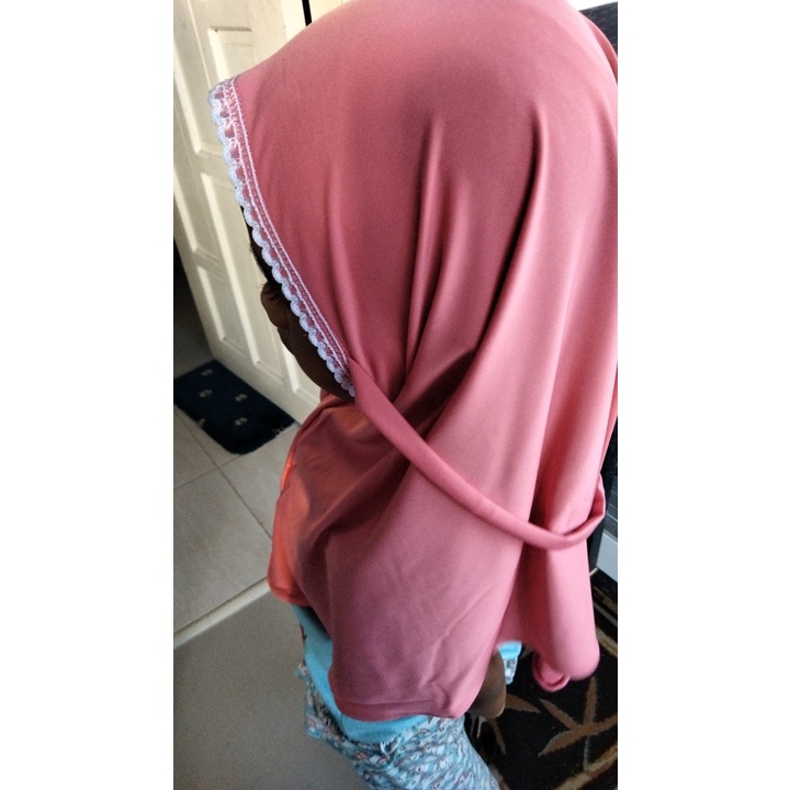 Bergo anak mariyam renda jersey size M/Jilbab mariyam anak jersey renda 2-5 th
