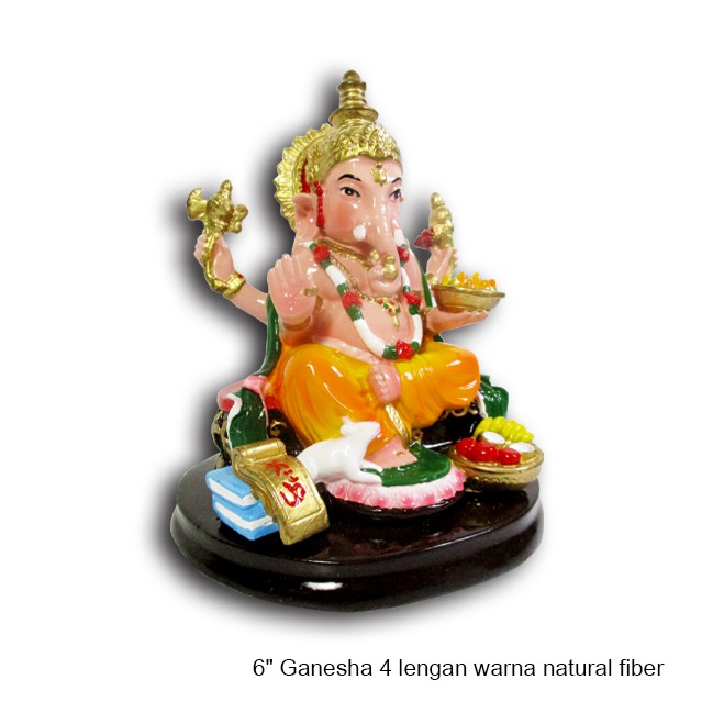 Patung Rupang Arca Dewa Ganesha Ganesa 4 Lengan Fiber 6"